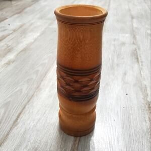 Vintage Bamboo Vase Wood Rustic Decor